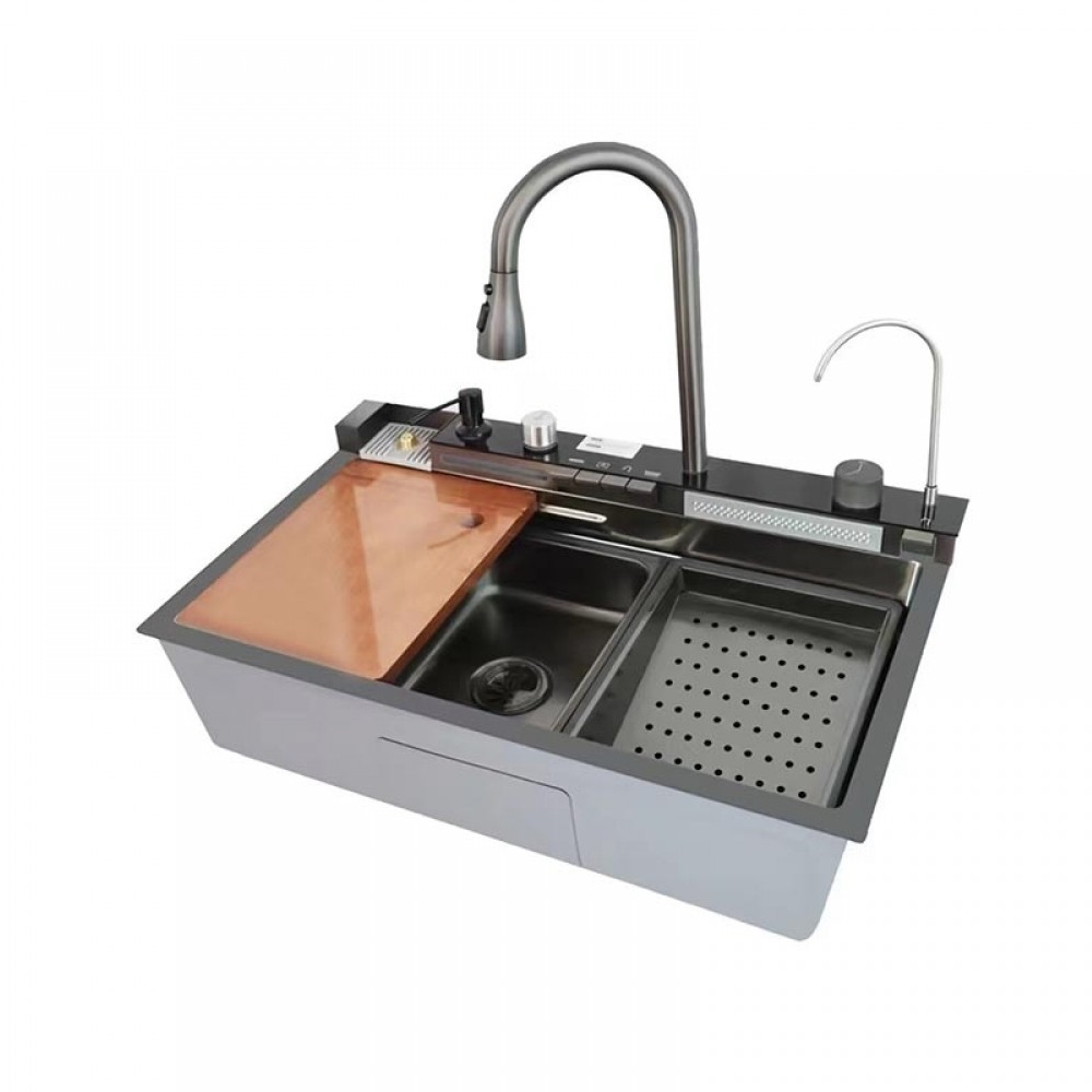 Многофункциональная кухонная мойка Zerix ZH7546-SET-02 Nano Black