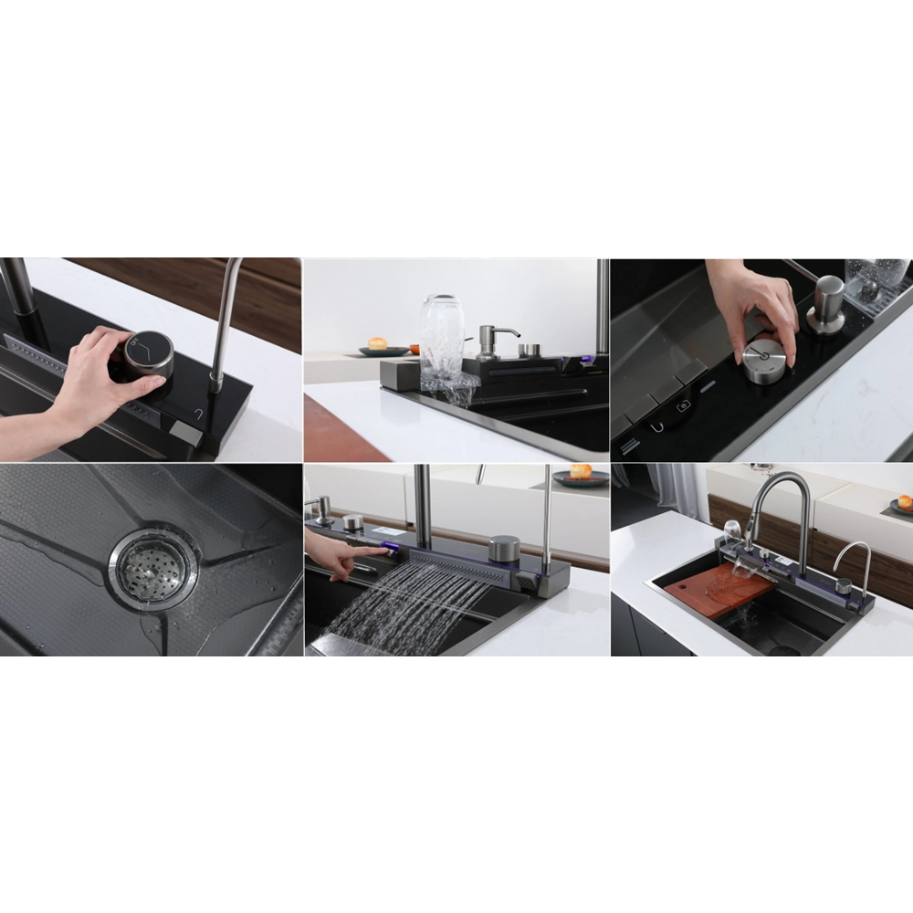 Многофункциональная кухонная мойка Zerix ZH7546-SET-02 Nano Black