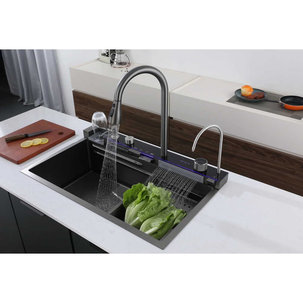 Многофункциональная кухонная мойка Zerix ZH7546-SET-02 Nano Black