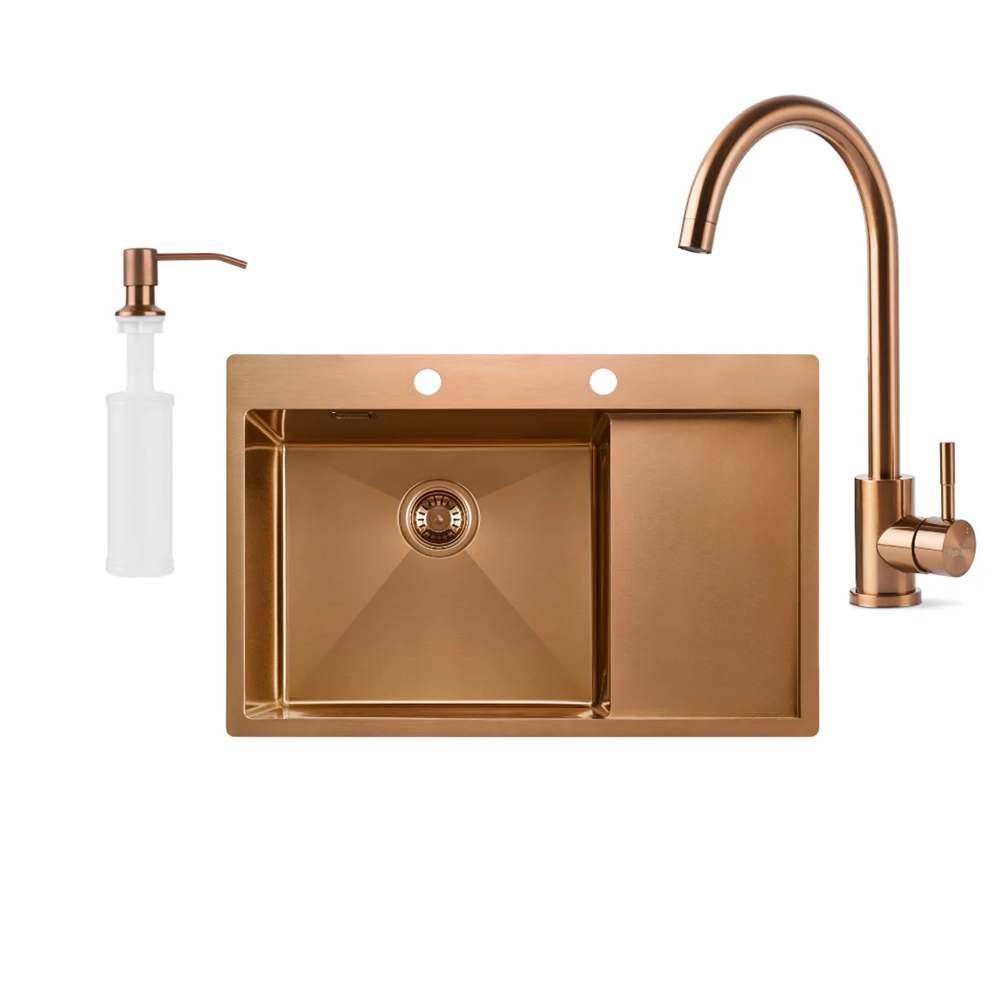 Кухонная мойка Fabiano 78x51 Nano PVD Bronze Left