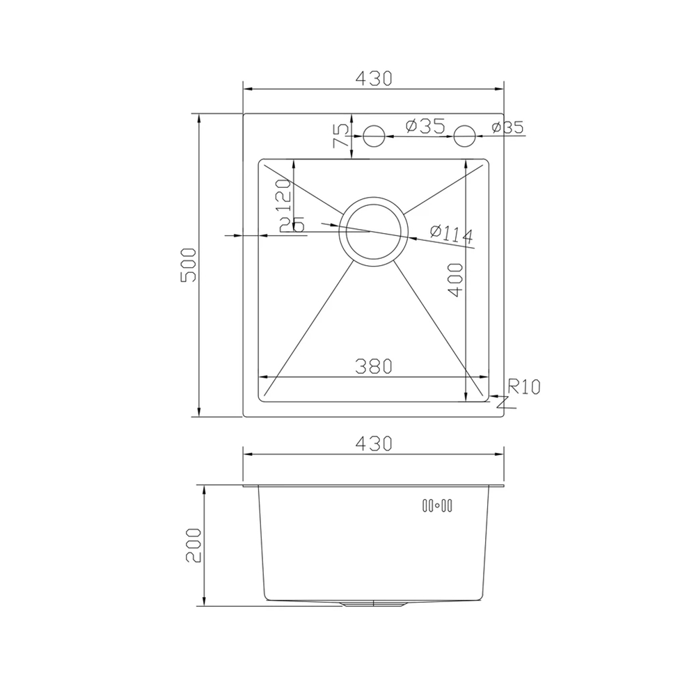 Кухонная мойка Fabiano Nano PVD 43x50 Gold