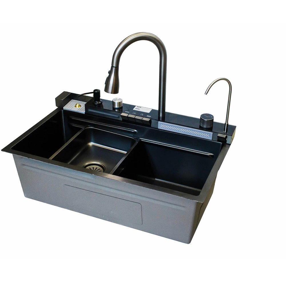Многофункциональная кухонная мойка Zerix ZH7546-SET-02 Nano Black