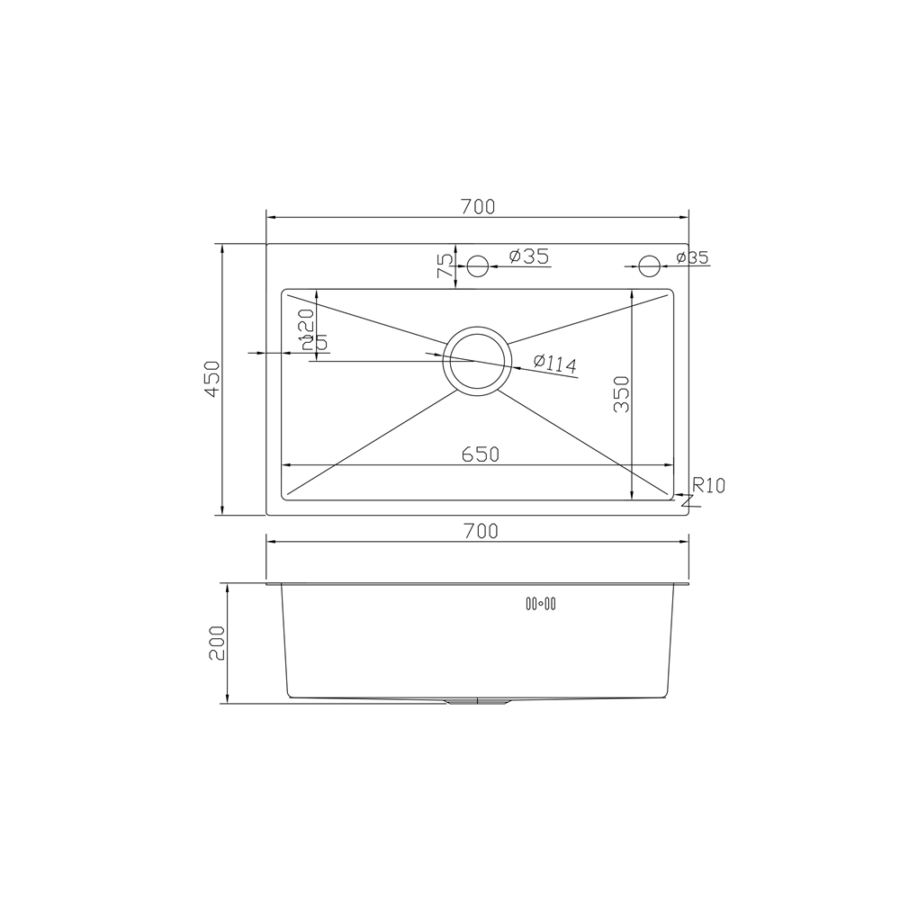 Кухонная мойка Fabiano 70x45 Nano PVD Black