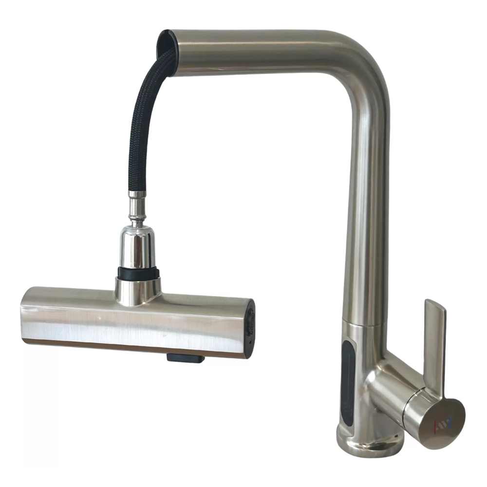 Вытяжной смеситель с дисплеем AV profi Brushed Nickel 3428