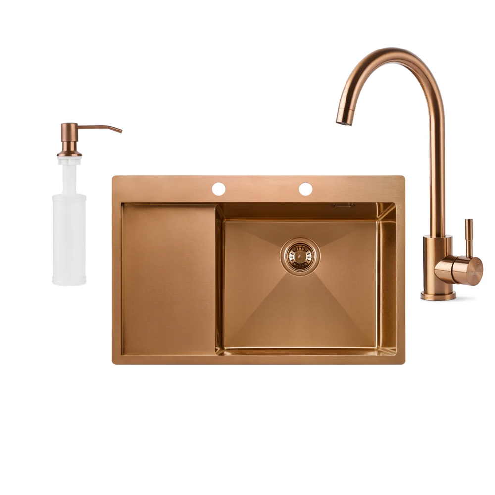 Кухонная мойка Fabiano 78x51 Nano PVD Bronze Right