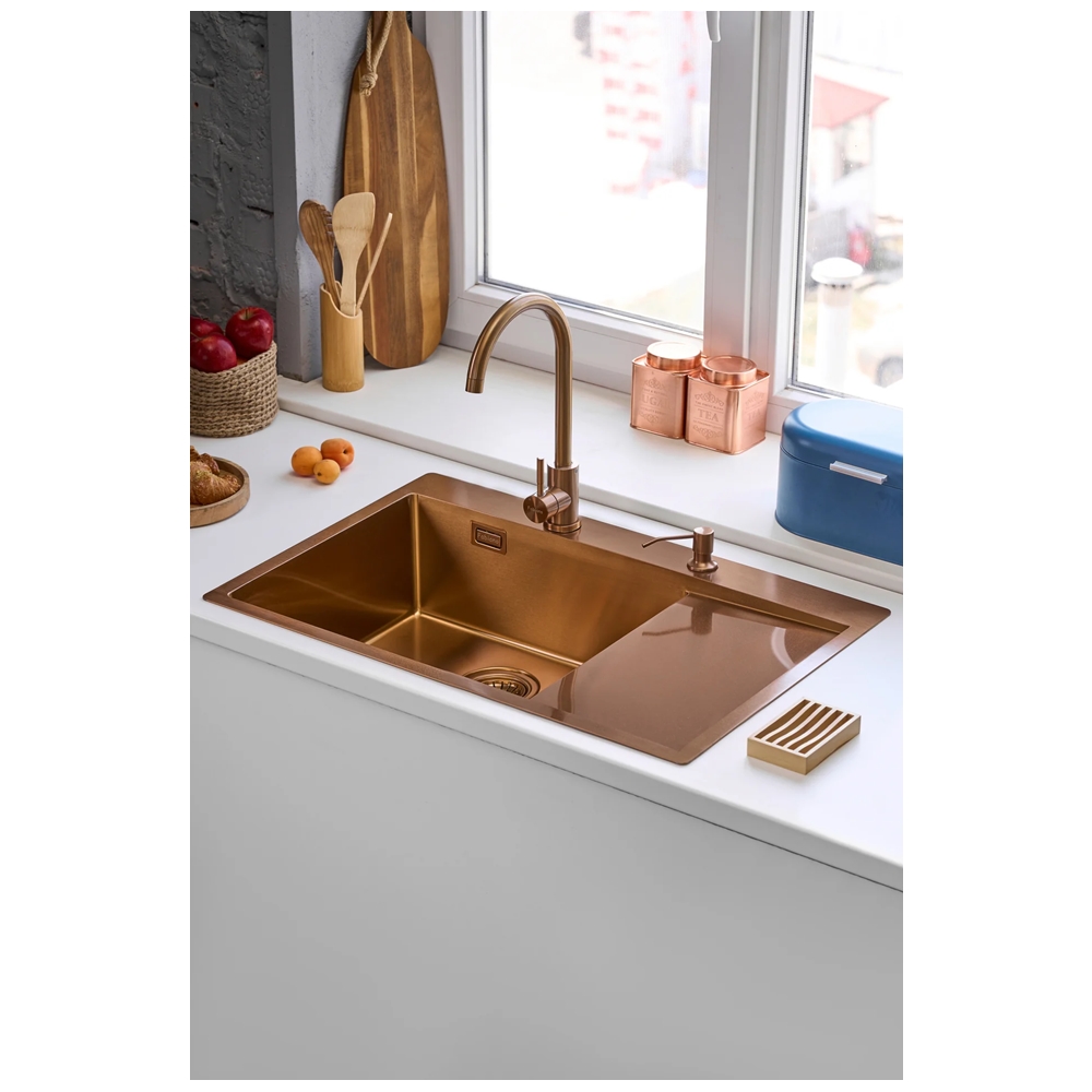 Кухонная мойка Fabiano 78x51 Nano PVD Bronze Right