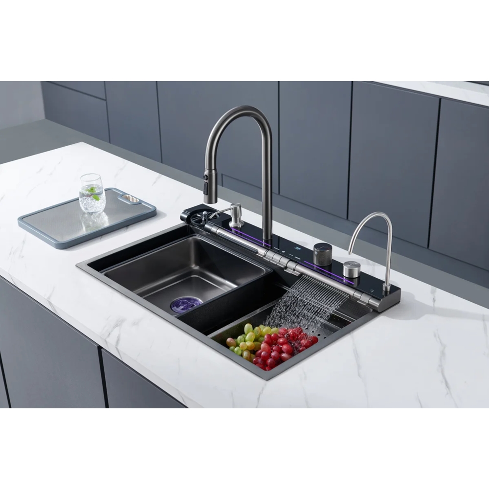 Многофункциональная кухонная мойка Zerix ZH7546-SET-04 Nano Black