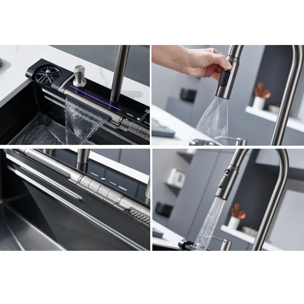 Многофункциональная кухонная мойка Zerix ZH7546-SET-04 Nano Black