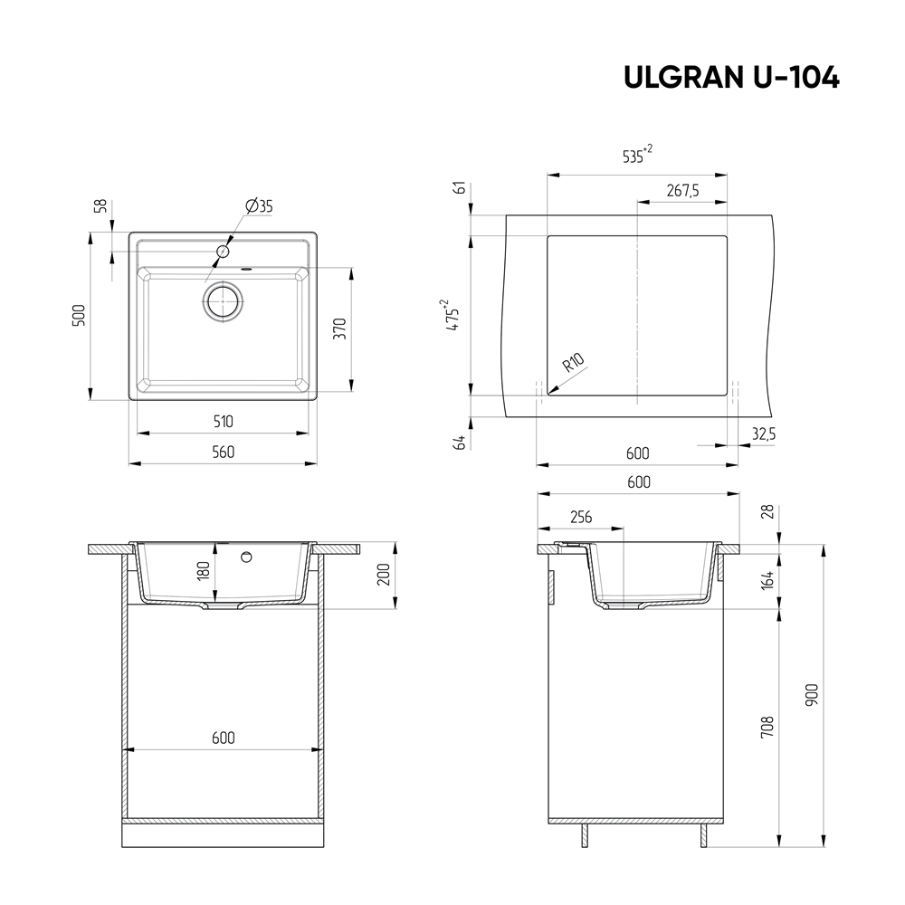 Кухонная мойка ULGRAN U-104 Бежевый