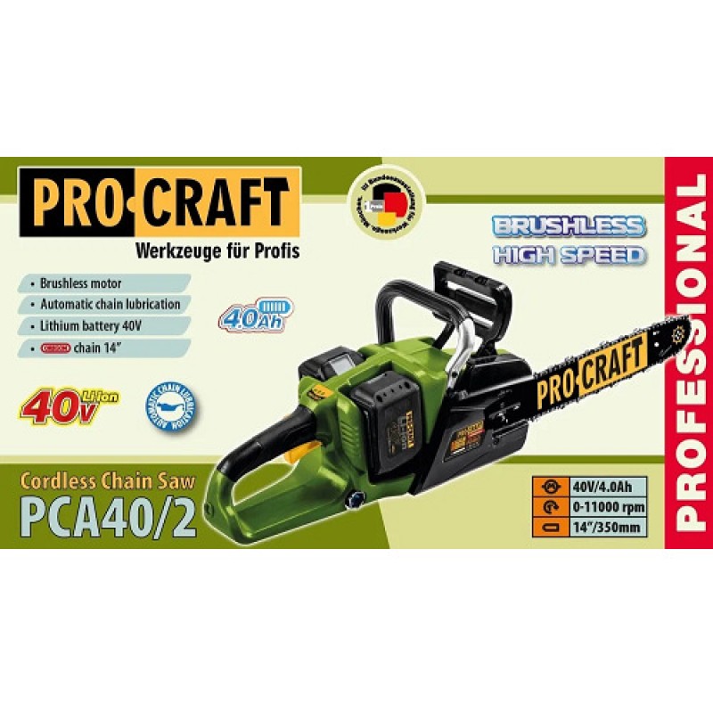 Аккумуляторная цепная пила Procraft PCA40/2
