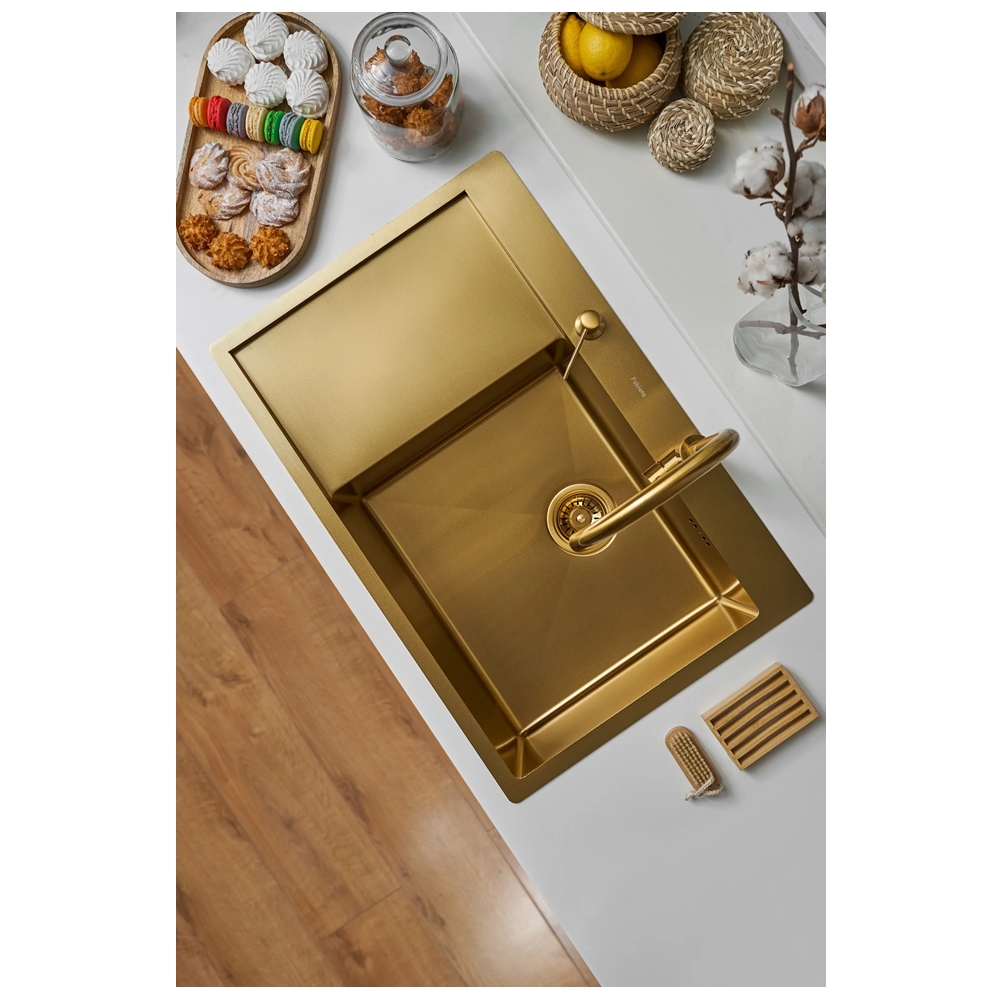 Кухонная мойка Fabiano 78x51 Nano PVD Gold Right