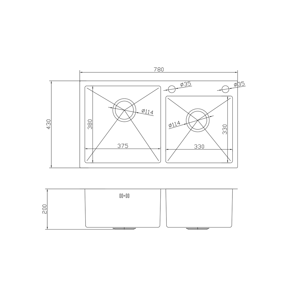 Кухонная мойка Fabiano 78x43 Nano PVD Black Right