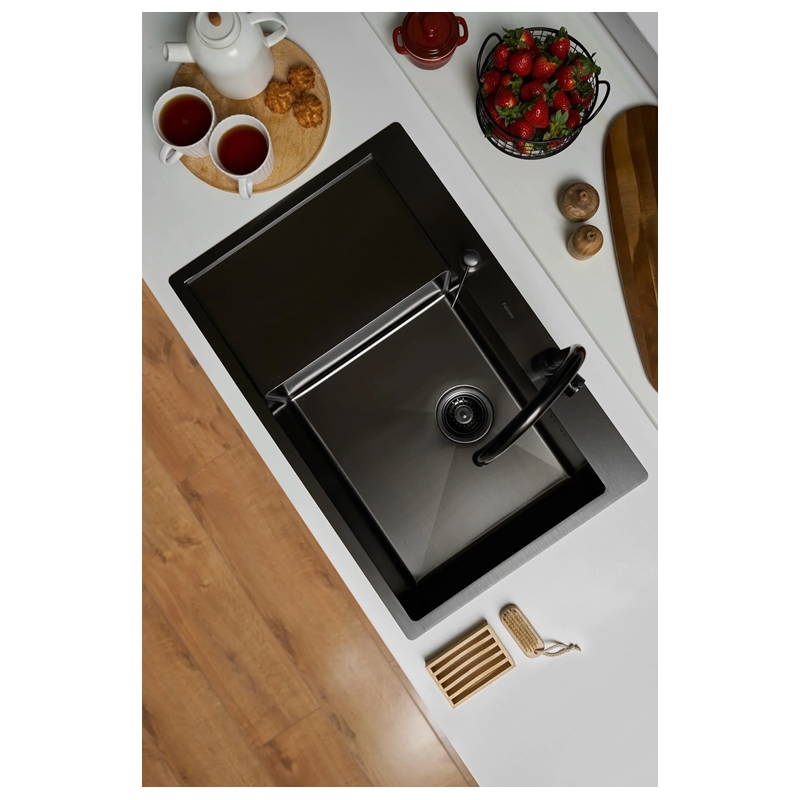 Кухонная мойка Fabiano 78x51 Nano PVD Black Right