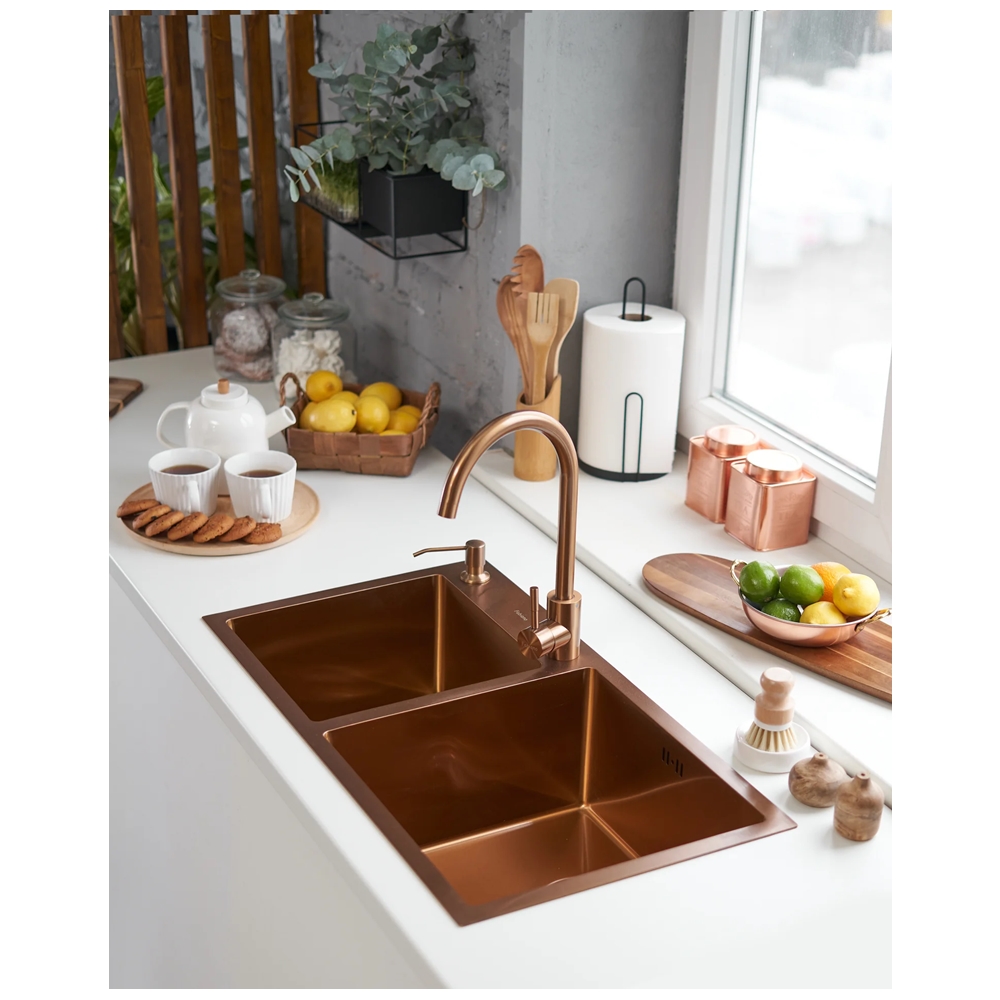 Кухонная мойка Fabiano 78x43 Nano PVD Bronze Right