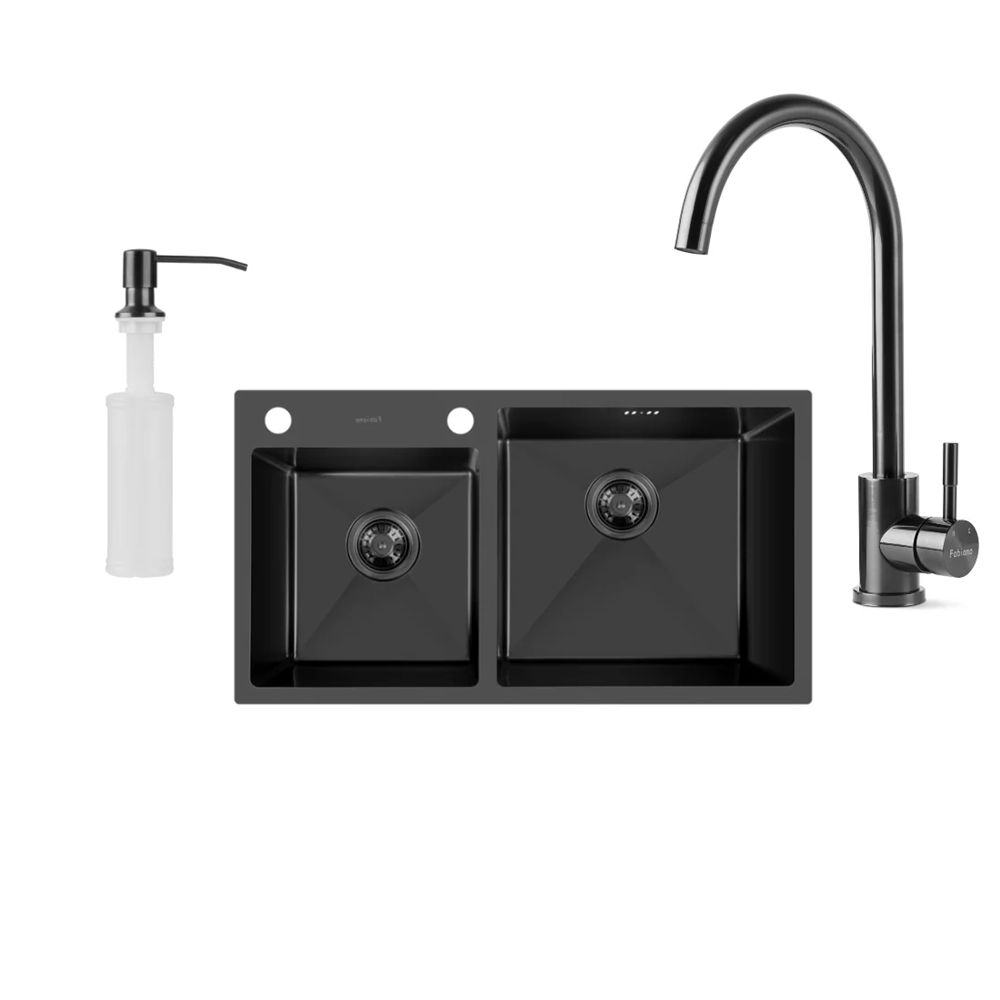 Кухонная мойка Fabiano 78x43 Nano PVD Black Right