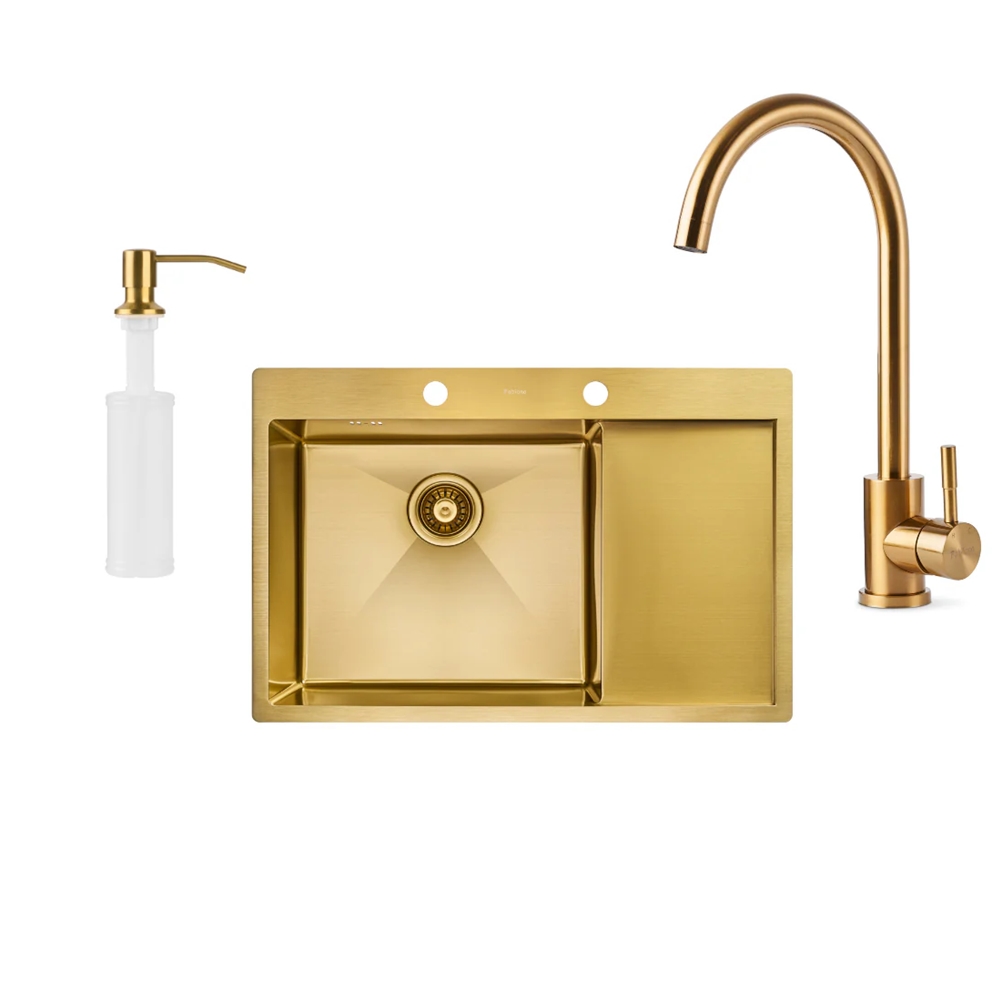 Кухонная мойка Fabiano 78x51 Nano PVD Gold Left