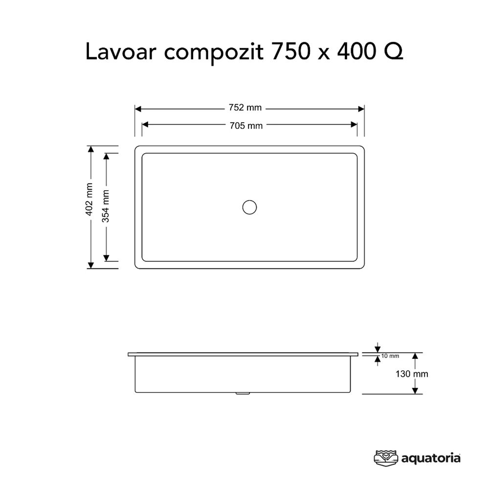 Lavoar compozit Montebella 750x400 Q mm Panda