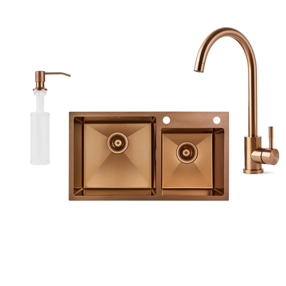 Кухонная мойка Fabiano 78x43 Nano PVD Bronze Left