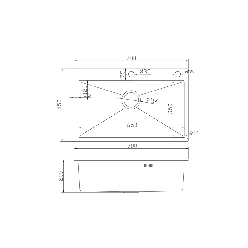 Кухонная мойка Fabiano 70x45 Satin
