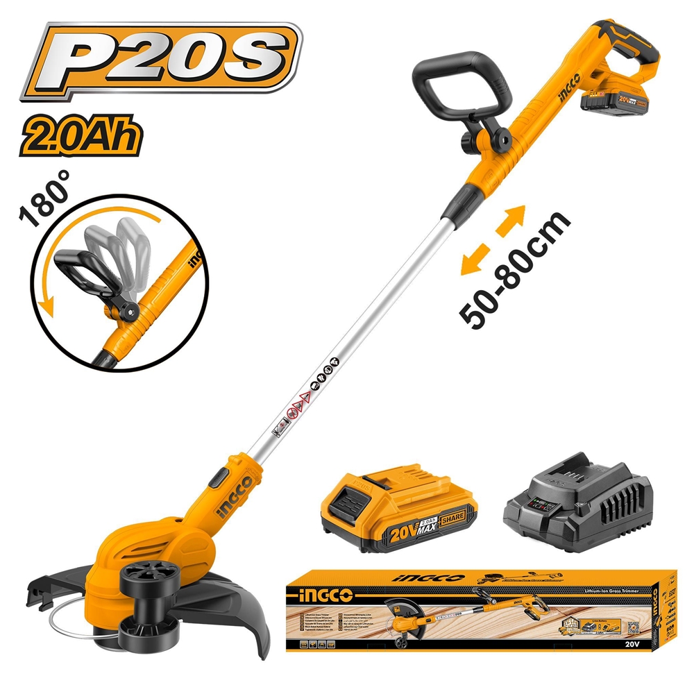 Триммер Аккумуляторный INGCO CGTLI203285 Li-Ion 20V/1*2A