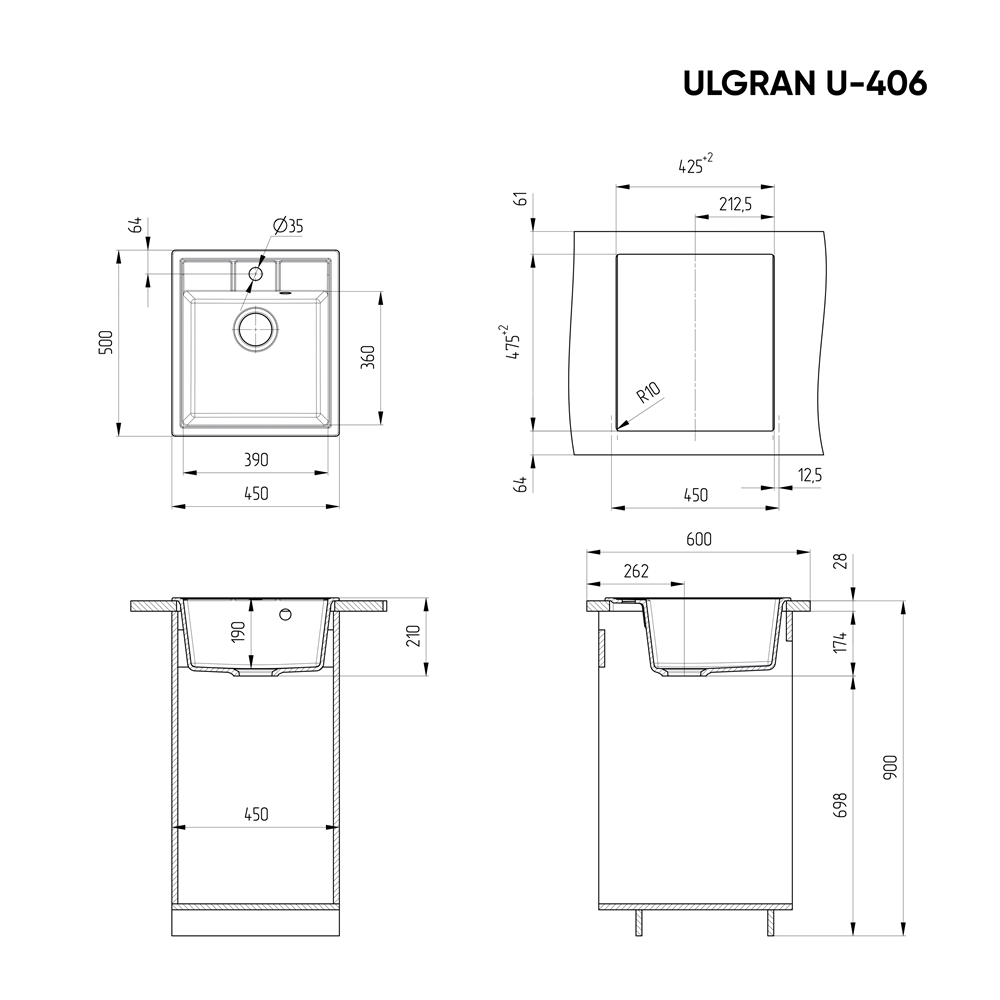 Кухонная мойка ULGRAN U-406 Песочный