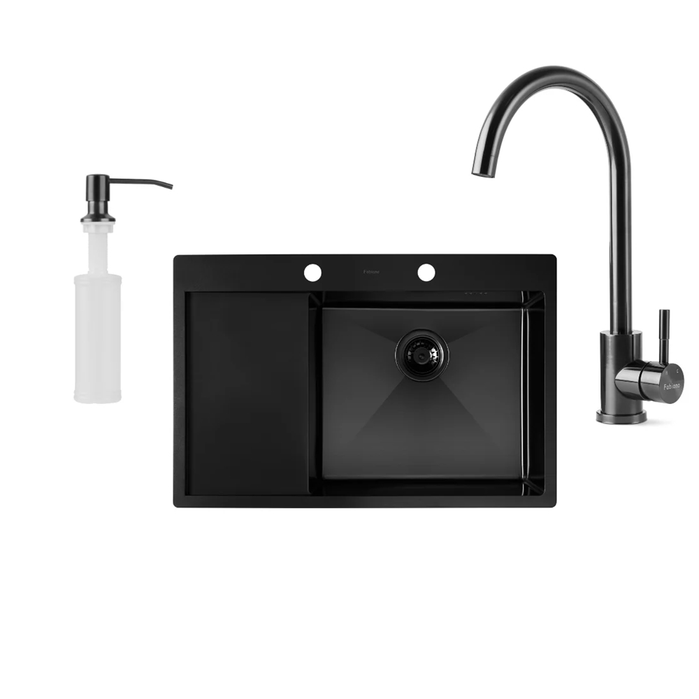 Кухонная мойка Fabiano 78x51 Nano PVD Black Right
