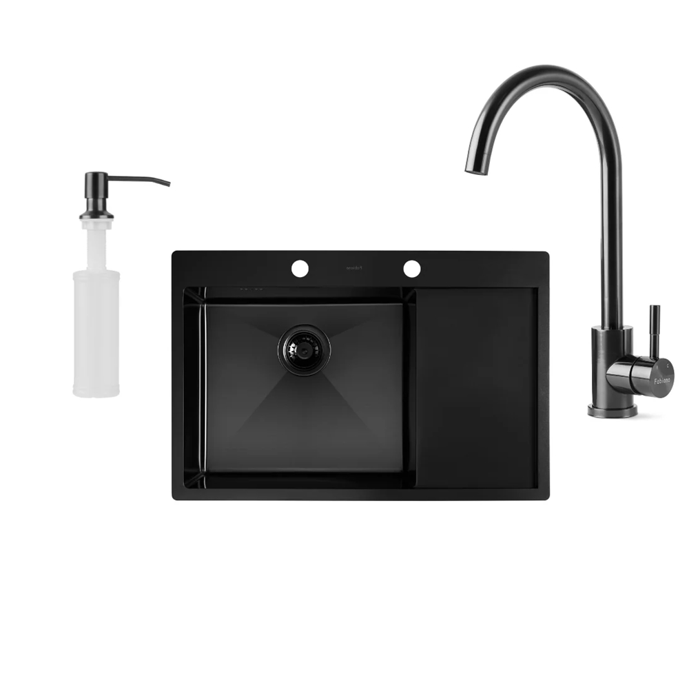 Кухонная мойка Fabiano 78x51 Nano PVD Black Left