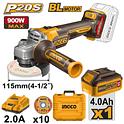 Угловая шлифмашина на аккумуляторах BLmotor 20V 115mm INGCO CAGLI211541