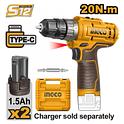 Шуруповёрт аккумуляторный INGCO CDLI12202 12V/2*1.5A