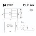 Кухонная мойка Practik PR-М 735 Серый